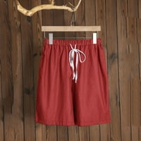 GUBOTARE kratke hlače za žene visokog struka WomenÃ ¢ â â pamuk francuski Terry 9 Bermuda kratki džepovi-casual, crveni xl