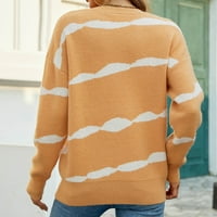 Woemns džemper s dugim rukavima Cauel Modna posada Boja boja Slatka grafički pleteni pulover mekan ugodan