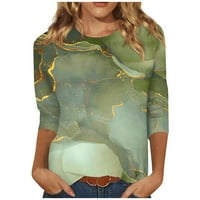 Apepal ljetne bluze za žene, žensko ljeto Tri četvrtine rukava Crewneck casual tiskani bluze vojske zelene 2xl