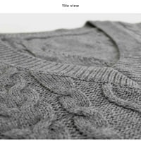 Softmallow džemper prsluk ženski prsluk klip v-izrez bez rukava s rukavima topli džemper od punog boja pletenog kabela pulover sa bijeli