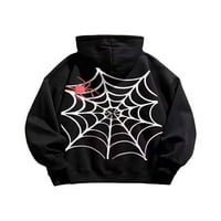 Inevnen ženski hoodie dugih rukava Spider web grafički duks labavi puloveri Noć vještica