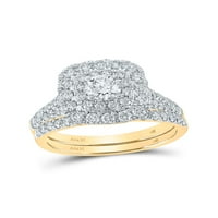 14KT Žuto zlato okruglo Diamond Halo Bridal Vjenčani prsten set CTTW