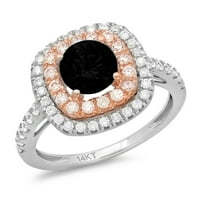 1.75ct okrugli rez crni prirodni ony 14k bijeli godišnjica bijelog ruža Gold Angagment Halo prsten veličine 11