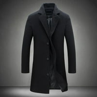 Yolai Muške zimske kapute rever ovratnik dugih rukava podstavljena kožna jakna od vintage zgušnjava kaput