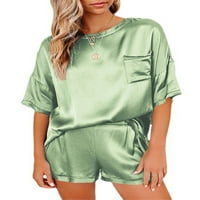 Aunavey ženska satenska svilenkasta pidžama set kratkih rukava kratke hlače set ljeto PJ salon za spavanje