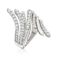 Ross-Simons 1. CT. T.W. Okrugli i baguette Diamond bypass prsten u 14kt bijelo zlato za žensko, odrasle