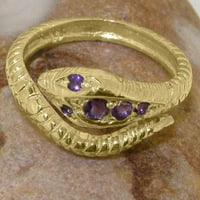 Britanci napravio 9k žuto zlato prirodni ametist Ženski prsten za bend - Opcije veličine - Veličina