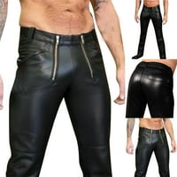 VBNERGOIE muške ležerne velike veličine kožne pantalone kožne hlače pantalone opuštene fit hlače spavaća soba