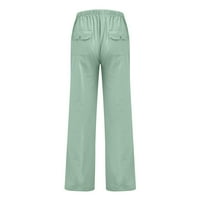 Muške hlače Pamučne posteljine ravne hlače za muškarce opuštene fit solidne boje muške casual pantalone duge pantalone za muškarce MINT Green XXL