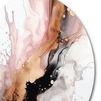 Art DesimanArt ružičasta zlatna tekstura Splash Marble I Sažetak metarskog metalnog okruglog zida Art