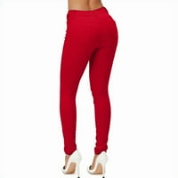 Felwors Crvena struka Rise Fashion High Pant Stretc Žene za žene Jeans Hlače