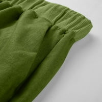 Puntoco plus Veličina veličine ženske proljeće i jesenska boja čvrsta boja elastične struke pamučne tajice hlače zelena 10