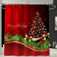 Sretan božićni tuš za zavjese s neklizanim propisom, toalet poklopcem i prostirkom za kadu, Xmas zavjese