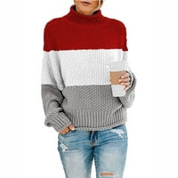AWDENIO zimski džemper za žene čišćenje pletene boje koja odgovara dugim rukavima okrugli vrat Stripr labavi ležerni džemper vrhovi