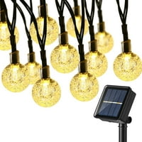 Solarna žica za božićne ukrase na otvorenom, 38.35ft LED solarna svjetla glodala, modovi kristalne kugle