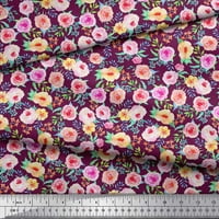 Soimoi Pink Viscose Šifon tkanina od listova i cvjetnog akvarela dekolor Tkanina od ispisanih BTY wide-a
