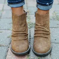 Žene usred telefne čizme - zimske nove tople cipele guste potpetice patentne cipele s krakovima Brown