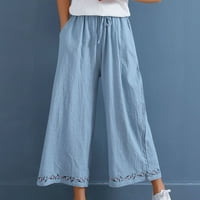 Pantalone za žene Žene dame čvrste hlače Srednja odjeća Elastični džep Frenulum Loose Jogger kratke