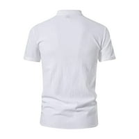 Muška posteljina pamučna pamučna majica majica casual modna majica s kratkim rukavima bluza lapela bluza bijela