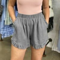 Posteljine hlače Ženske kratke hlače Pamuk Visoka elastična struka nagli rufffle slatke kratke hlače