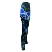 Bacocc gamaše za žene visoke tiskane hlače Sport hlače Ležerne prilike za žene Plus modne veličine struk joga hlače Ženske gamaše plave boje
