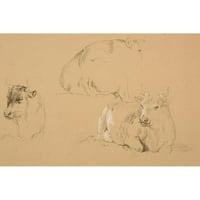 Jacques-Raymond Brascassat Black Ornate uokviren dvostruki matted muzej umjetnosti pod nazivom: Lyded kravlje studije