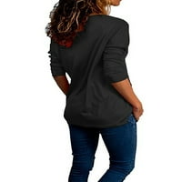 Glookwis majica s dugim rukavima Labavi pulover Pleased casual majica Lagana osnovna bluza tunika Crni