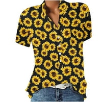Ženski vrhovi Ljeto labava bluza s kratkim rukavima za slobodno vrijeme cvjetne ženske majice 3xl