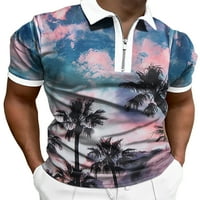 Beiwei Muški atletski patentni zatvarač bluza rever izrez Havajska polo majica na štampu SPORT TEE