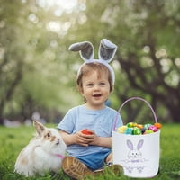 Sunjoy Tech Easter Bunny Baskeće kašike jaja, slatka personalizirana platna pamučne torbe, lov na lov