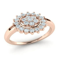 Pravi 0,5ct okrugli rez Diamond Prong ženska fantastična modernog godišnjica prstena za svadbeni trak