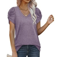 Fatuov vrhovi za žene labave čvrste boje tunika T-majice moda udoban kratki rukav v vrat casual majice