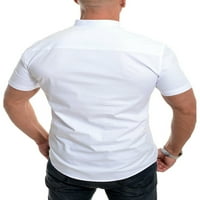 Muškarci Henley majice kratki rukav casual osnovne ljetne čvrste t košulje stoji ovratnik lounge pulover