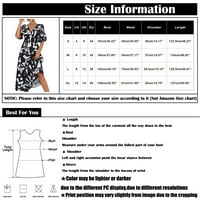 Haljine za žene kratki rukav A-line srednje dužine Ležerne prilike na ljeto V-izrez Patchwork haljina Black XL