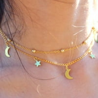 Sanwood Chic Moon Star Tassel Charm dvostruki lanac choker ogrlica za žene Nakit