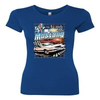 Divlji Bobby, Mustang Neponovan američki duh Ford automobili i kamioni Žene Slim Fit Junior Tee, Royal,