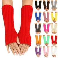 Ženske pune boje višebojne vune duge prugaste rukavice od pola prste rukavice