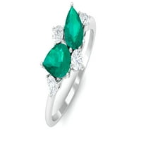 Jewels Rosec 1. CT Pear u obliku zelenog smaragdnog moissanitnog prstena za žene, klaster prsten za