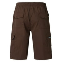 Wozhidaoke muški šorc mužjak ljetni ravni čvrsti teretni pantni nacrt džepnih hlača za muškarce Radne hlače za muškarce Brown XL