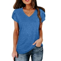 GAECUW V majice za žene Loop Fit Bluzes kratki rukav Ther Regularne fit pulover TEES T-majice Čvrsti