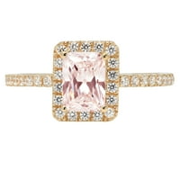 1.86ct smaragdni rez ružičasti simulirani dijamant 18k žuti zlatni ugraving izjava svadbeni godišnjica