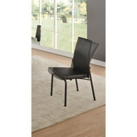 Benzara Modern Style Metalna stolica sa sjedištem od kože, crna, set od 2