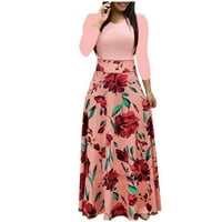 Ležerne ljetne haljine za žene modni ženski s dugim rukavima cvjetni print dugi maxi haljina dame casual