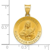 14k žuta zlatna šuplja Santa Lucia Medal Privjesak