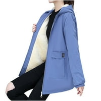 Ženske zimske kapute džep dugih rukava zip topla čvrsta boja rukave plave veličine 2xl