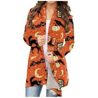 Ženska Halloween životinja za životinje CAT bundeve Cardigan kaput casual bluza