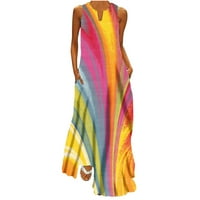 Sendresses za žene Maxi haljina za žene grafički casual bez rukava V izrez Loop fit s džepovima Ljetne