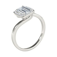 Mauli dragulji za angažovanje prstenova za žene 1. Carat smaragdno oblik kubičnih cirkonija i dijamantski prsten prong 10k čvrsto bijelo zlato
