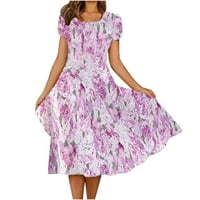 Modni casual ljetni okrugli vrat cvjetni haljina kratkih rukava Žene A-line ženske haljine haljine za odmor