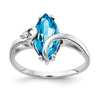 Čvrsta 14k bijelo zlato 12x markise plavi Topaz vs Diamond Enference Veličina prstena